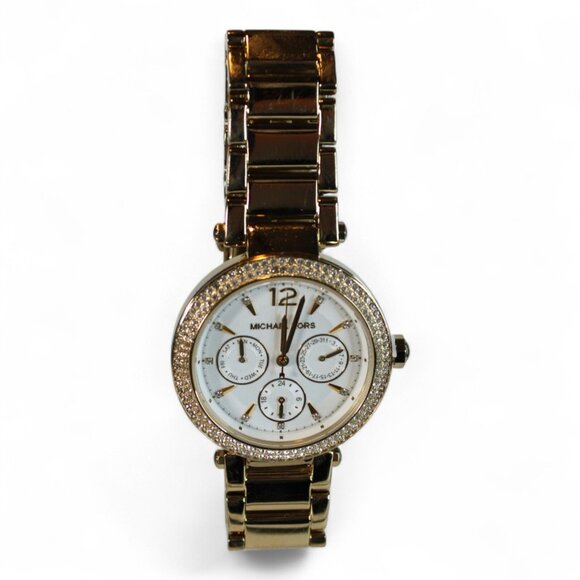 Michael Kors Parker Rose Gold Womens Watch MK5781 With Crystal-Embellished Bezel - Picture 1 of 6
